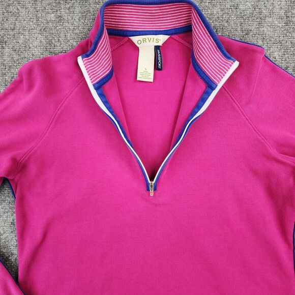 Orvis Sweater Women Small Pink Long Sleeve 1/4 Zip Passport Pima Casual Pullover - Picture 9 of 14